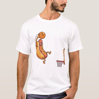 Lustiger Hühner Essen Hund Basketball Spieler  T-Shirt
