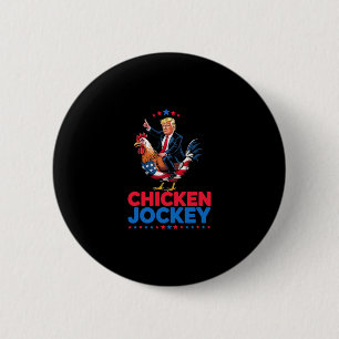 Lustiger Hühner-Jockey-Trump-Meme  Button
