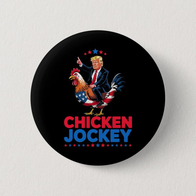 Lustiger Hühner-Jockey-Trump-Meme  Button (Vorderseite)