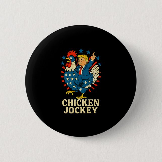 Lustiger Hühner-Jockey-Trump-Meme  Button (Vorderseite)