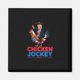 Lustiger Hühner-Jockey-Trump-Meme Magnet