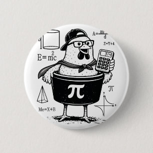 Lustiger Hühner-Topf-Rechner Mathematiklehrer Button