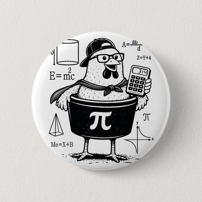 Lustiger Hühner-Topf-Rechner Mathematiklehrer  Button (Vorderseite)