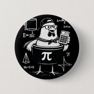 Lustiger Hühner-Topf-Rechner Mathematiklehrer Button