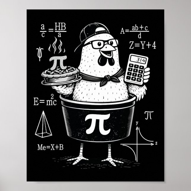 Lustiger Hühner-Topf-Rechner Mathematiklehrer  Poster (Vorne)