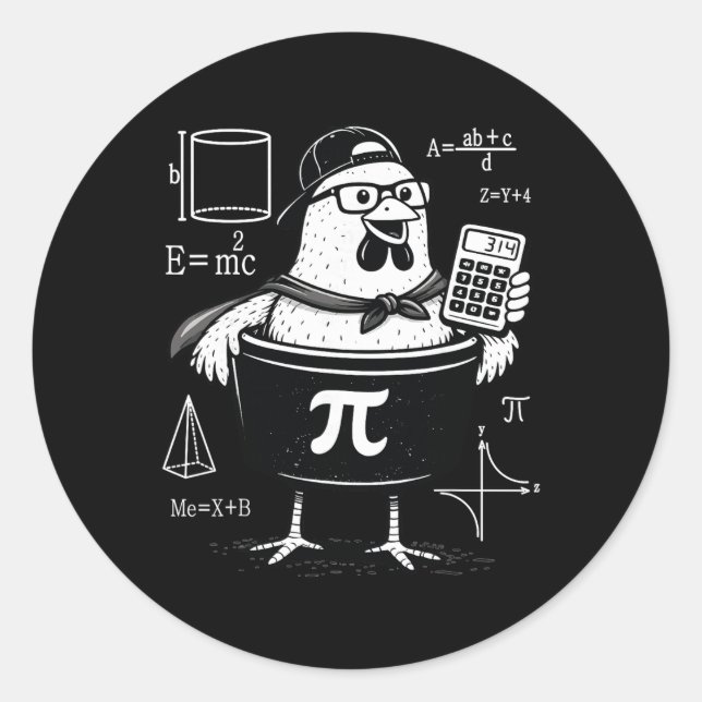 Lustiger Hühner-Topf-Rechner Mathematiklehrer  Runder Aufkleber (Vorderseite)