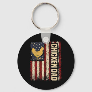 Lustiger Hühner-Vater Retro-USA-Flagge Geflügelbau Schlüsselanhänger