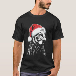 Lustiger Hühner-Weihnachts-Santa-Hut-Landwirt für T-Shirt