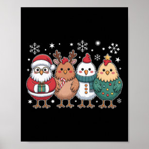 Lustiger Hühner-Weihnachtsbaum-Santa-Weihnachten-H Poster