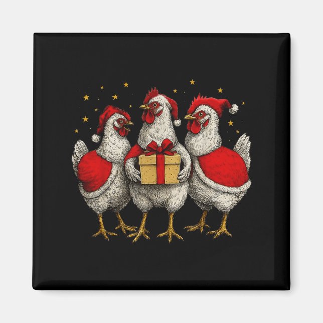 Lustiger Hühner-Weihnachtsmann-Christbaum-Plantage Magnet (Vorne)