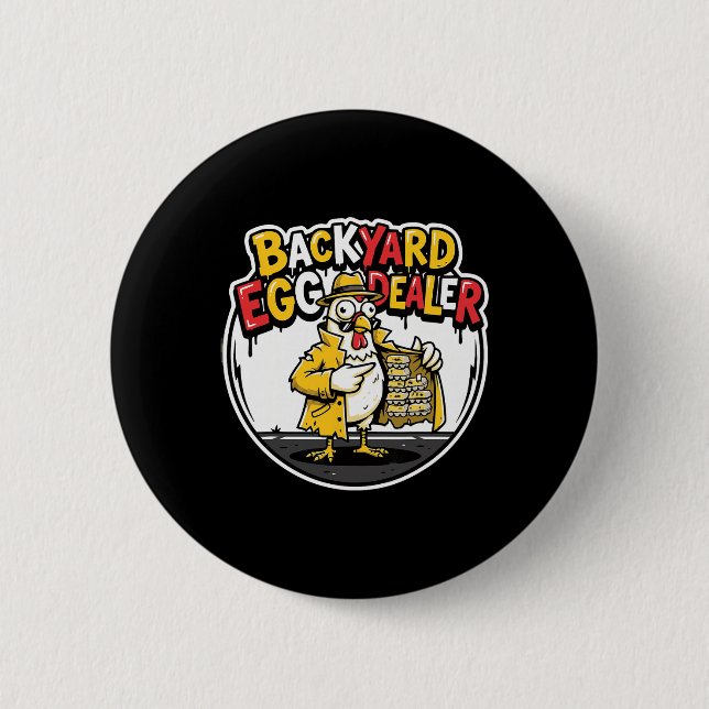 Lustiger Hühnerhof-Eierhändler-Entwurf  Button (Vorderseite)