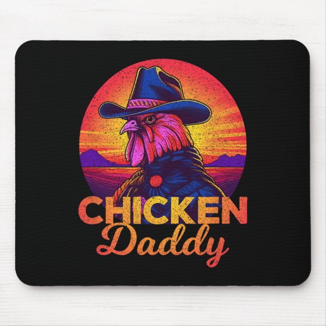 Lustiger Hühnerpapi Cowboy Hahn Bauernhof Landlebe Mousepad (Vorne)