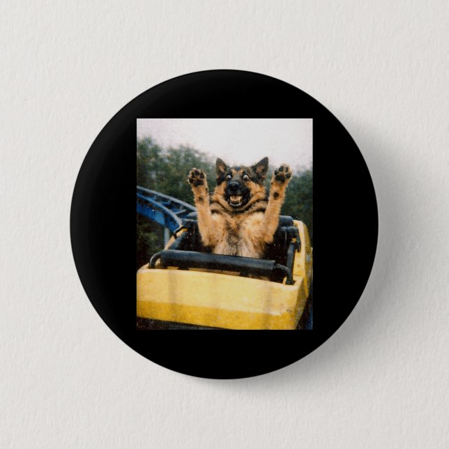 Lustiger Hund Achterbahn Meme Alberne Grafik Deuts Button (Vorderseite)
