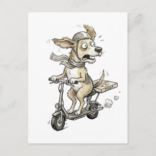Lustiger Hund auf Scooter Postkarte