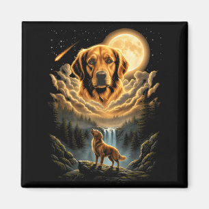 Lustiger Hund, Golden Retriever heult zum Mond Magnet