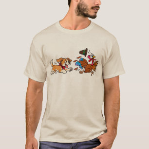 Lustiger Hund jagt Truthahn Thanksgiving Hunde Lie T-Shirt