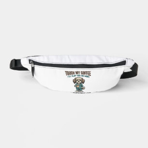 Lustiger Hund Kaffee Warnung Vintage Gravur Design Bauchtasche