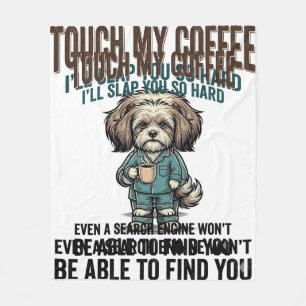 Lustiger Hund Kaffee Warnung Vintage Gravur Design Fleecedecke