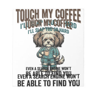 Lustiger Hund Kaffee Warnung Vintage Gravur Design Notizblock