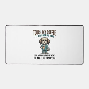 Lustiger Hund Kaffee Warnung Vintage Gravur Design Schreibtischunterlage