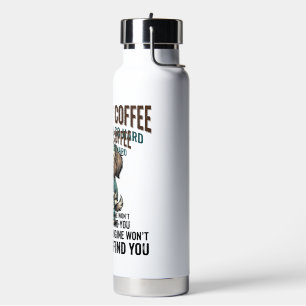 Lustiger Hund Kaffee Warnung Vintage Gravur Design Trinkflasche