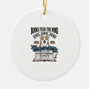 Lustiger Hund-Leser Vintage-Stich-T-Shirt für Buch Keramik Ornament