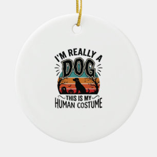 Lustiger Hund-Mensch-Kostüm Halloween Vintage Hund Keramik Ornament