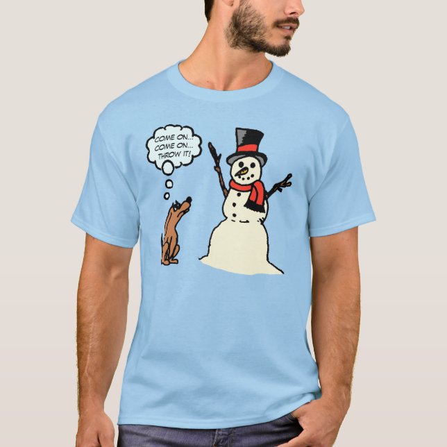 Lustiger Hund mit Snowman-WeihnachtsShirt T-Shirt (Vorderseite)