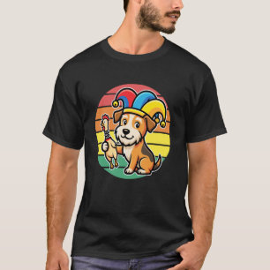 Lustiger Hund Narrenhut Quietschendes Huhn Cartoon T-Shirt