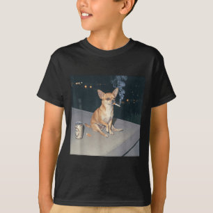 Lustiger Hund raucht Chihuahua-Meme-Zigarette Bier T-Shirt