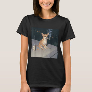Lustiger Hund raucht Chihuahua-Meme-Zigarette Bier T-Shirt