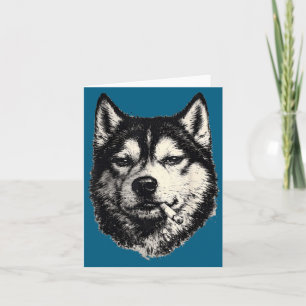Lustiger Hund raucht Meme Husky-Hund Karte