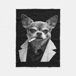 Lustiger Hund raucht Zigarette Chihuahua Meme Humo Fleecedecke