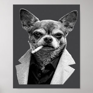 Lustiger Hund raucht Zigarette Chihuahua Meme Humo Poster