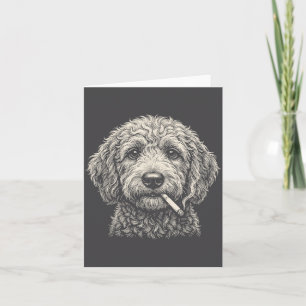 Lustiger Hund raucht Zigarette Golden Doodle Karte