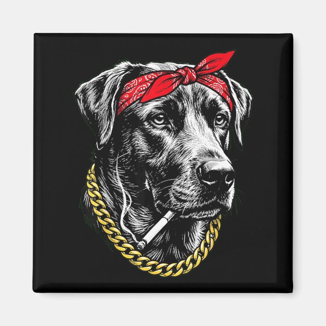Lustiger Hund raucht Zigarette Labrador Retriever Magnet (Vorne)