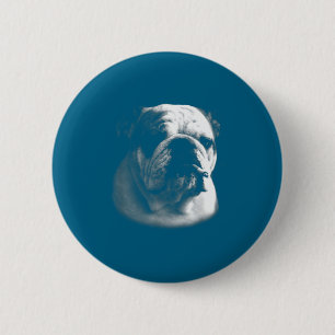 Lustiger Hund raucht Zigarette Lustiger Bulldogge Button