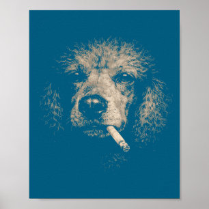 Lustiger Hund raucht Zigarette Pudel Meme Poster