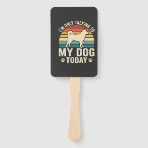 Lustiger Hund spricht Retro-Sonnenuntergang Fächer