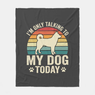 Lustiger Hund spricht Retro-Sonnenuntergang Fleecedecke