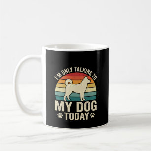 Lustiger Hund spricht Retro-Sonnenuntergang Kaffeetasse