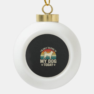 Lustiger Hund spricht Retro-Sonnenuntergang Keramik Kugel-Ornament