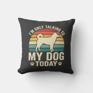 Lustiger Hund spricht Retro-Sonnenuntergang Kissen