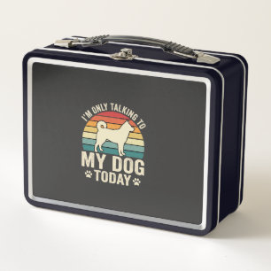 Lustiger Hund spricht Retro-Sonnenuntergang Metall Brotdose
