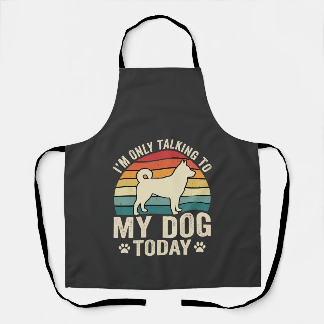 Lustiger Hund spricht Retro-Sonnenuntergang Schürze (Vorderseite)