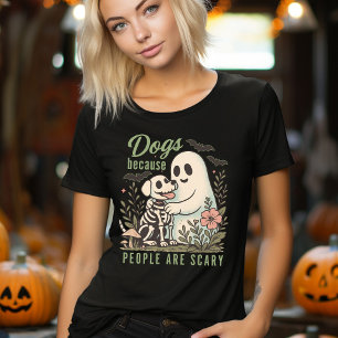 Lustiger Hund und Geist Halloween Tri-Blend Shirt