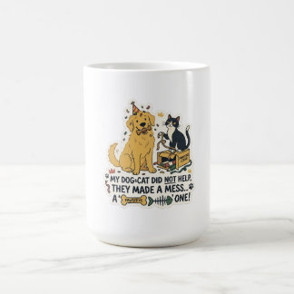 Lustiger Hund und Katzenschaos Süße Haustierliebha Kaffeetasse