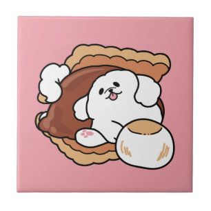 Lustiger Hund und S'more-Design – Kawaii-Haustierl Fliese
