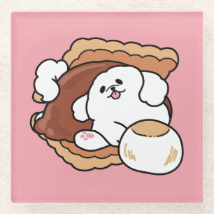 Lustiger Hund und S'more-Design – Kawaii-Haustierl Glasuntersetzer
