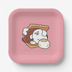 Lustiger Hund und S'more-Design – Kawaii-Haustierl Pappteller